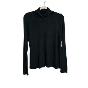 Valerie Steven's Vintage Dark Green Silk Rib Knit Turtleneck Sweater. Size M.